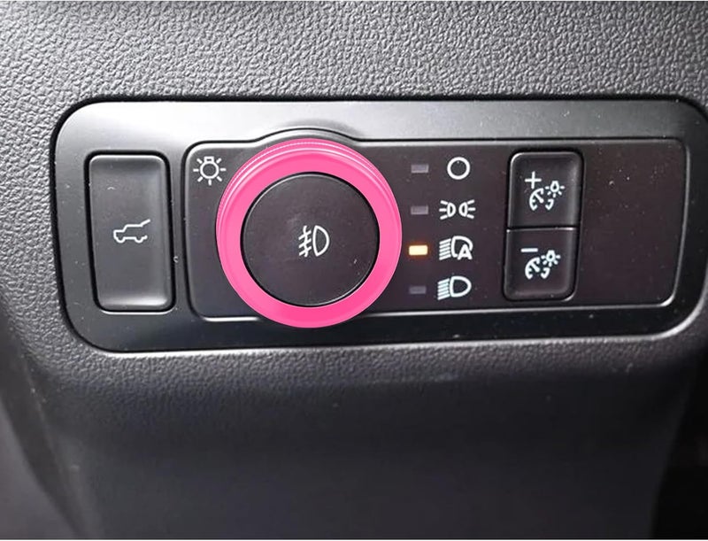 HDUFC for Ford 2024 2025 Ranger, air Conditioning, Volume Control, Push-Button Start, 4WD and Headlight switches, 7 Pieces of Aluminum Alloy knob Cover Decoration (Pink) - Image 3